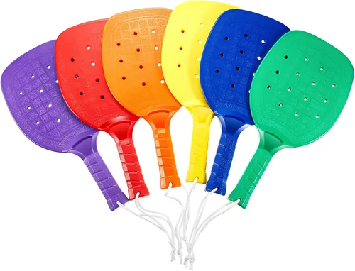 Vista 7 de Seenelling Plastic Paddleball Racket PE Equipment for Elementary School with Lanyard Classes Equipment, 15.2 x 7.5 Inches