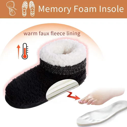 Vista 3 de Pantuflas cómodas y cálidas de forro polar sintético para mujer, con forro de felpa, suela antideslizante para interiores y exteriores