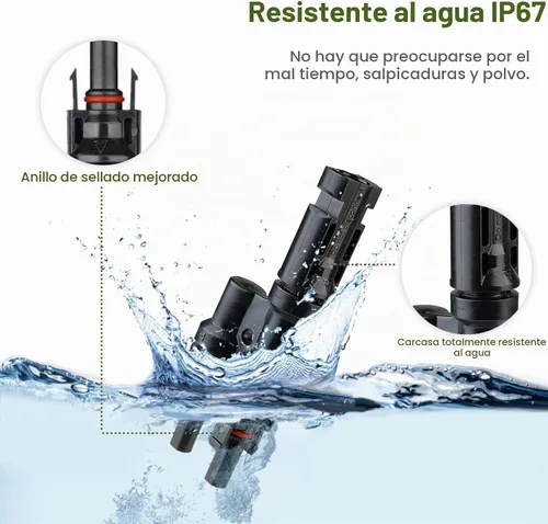 Vista 4 de HQST Conector de rama solar Y en par MMF+FFM para conexión paralela entre paneles solares (5 pares)