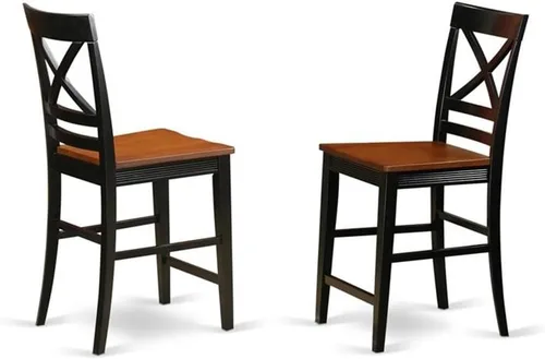 Vista 4 de East West Furniture EDQU3-BLK-W - Juego de mesa de comedor de 3 piezas de altura para encimera de cocina, contiene una mesa redonda de madera