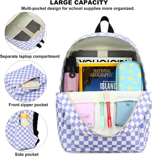Vista 2 de Mochila para niñas para escuela secundaria primaria, mochila escolar para niños, adolescentes, mochila escolar para mujeres, mochila universitaria