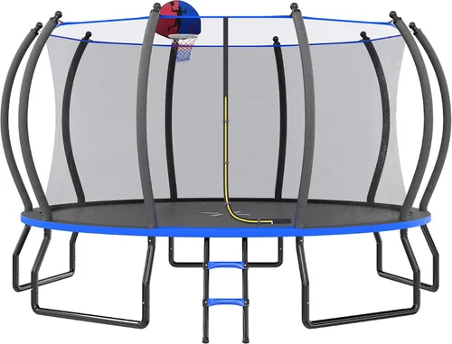 Vista 16 de YUMPIE 8FT 10FT 12FT 14FT 16FT Quick-Connect Outdoor Trampoline with Ladder Negro