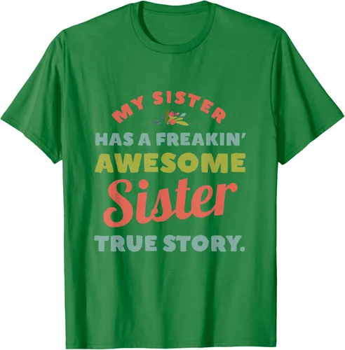Vista 4 de Camiseta My Sister Has A Freakin Awesome Sister True Story, Negro, S