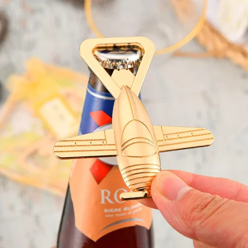 Vista 6 de Abridor de botellas de avión con caja de regalo, regalos de aviación para piloto, abrebotellas de viaje en avión para baby shower, regalo