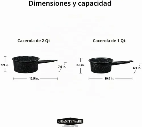 Vista 7 de Granite Ware Juego de cacerolas, 1 cuarto y 2 cuartos de galón - Negro
