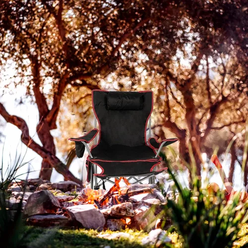 Vista 7 de YSSOA Reposapiés extraíble silla de camping reclinable, paquete de 1, color negro
