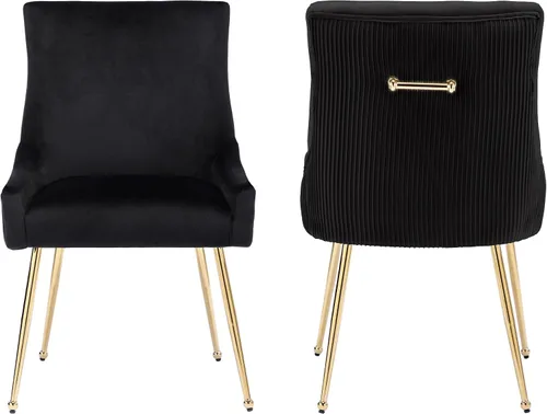 Vista 29 de adochr Juego de 2 sillas de comedor de terciopelo con patas de metal dorado 2-Azul oscuro