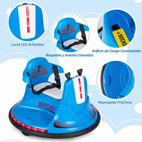 Vista 8 de HONEY JOY Coche de parachoques de 12 V para niños pequeños de 1 a 3 años, auto parachoques con doble joystick, luz LED intermitente y giro de 360