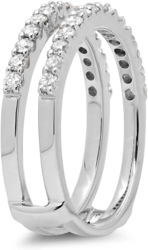 Vista 2 de Dazzlingrock Collection Anillo doble de oro de 14 quilates con diamante redondo de 0,50 quilates (quilates)