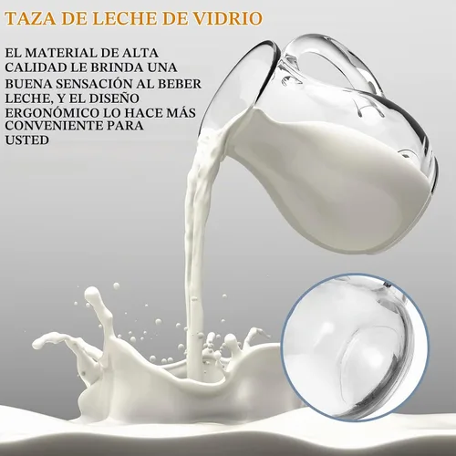 Vista 4 de Suclain 8 piezas de 4 onzas de crema de vidrio pequeño jarra de leche vertido de leche, estilo mango