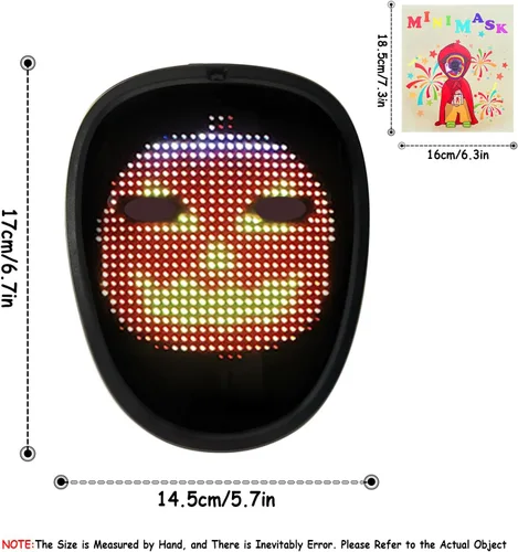 Vista 3 de COOLGUARDER - Máscara LED con detección de gestos, máscara facial transformadora con luz para fiesta de disfraces de Halloween y Navidad