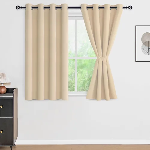 Vista 68 de DWCN - Cortinas 100% opacas para dormitorio con forro negro, cortinas de ventana de doble capa con aislamiento térmico que oscurecen toda la Azul