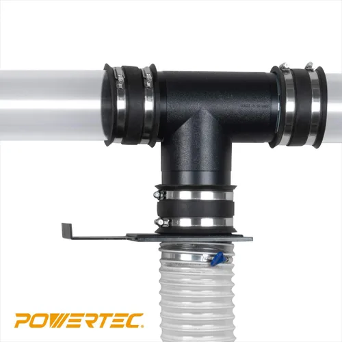 Vista 3 de POWERTEC 70107V 4" T-Fitting para manguera de recolección de polvo, 1 paquete