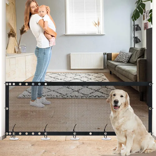 Vista 10 de NWK Puerta mágica para perros para escaleras, puerta para mascotas para la casa, proporciona un recinto seguro para que las mascotas jueguen