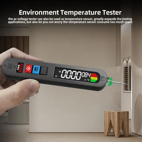 Vista 8 de BSIDE Probador de voltaje recargable Detector de voltaje sin contacto con medición de voltaje de CA en contacto, probador de temperatura ambiental