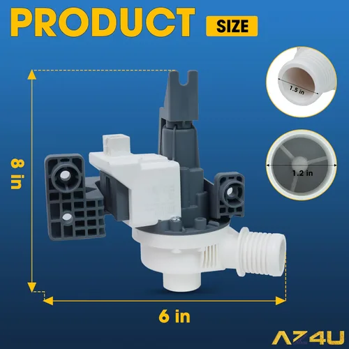Vista 2 de AZ4U b25-3a04 W10876600 Bomba de drenaje para lavadora Reemplaza bomba de drenaje W10727777 W10876600VP AP6004933 PS11738156 Para lavadoras de carga