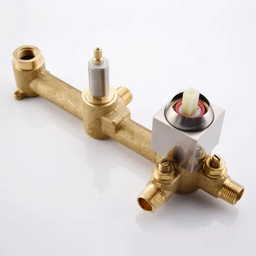Vista 7 de SUMERAIN Sistema de ducha de lluvia de níquel cepillado con ducha de mano, sistema de cabezal de ducha de equilibrio de presión con válvula áspera