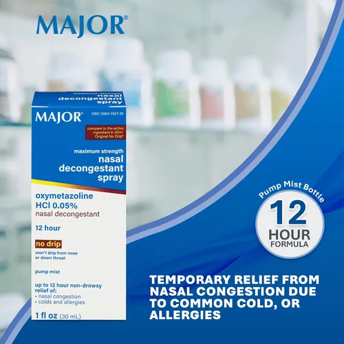 Vista 2 de MAJOR Spray Descongestionante Nasal de Máxima Potencia, Oximetazolina HCl 0.05% Aerosol de Bomba, Spray Nasal sin Somnolencia, Alivio de hasta 12
