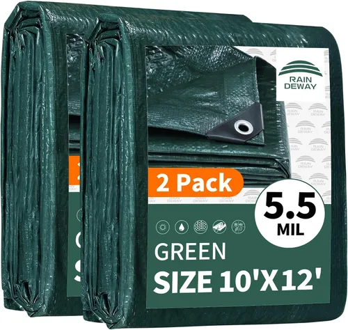 Vista 90 de RAINDEWAY Tarps - Lona impermeable de color azul de 4 x 16 pies de grosor, resistente a desgarros, multiusos, para techo, campamento, automóvil
