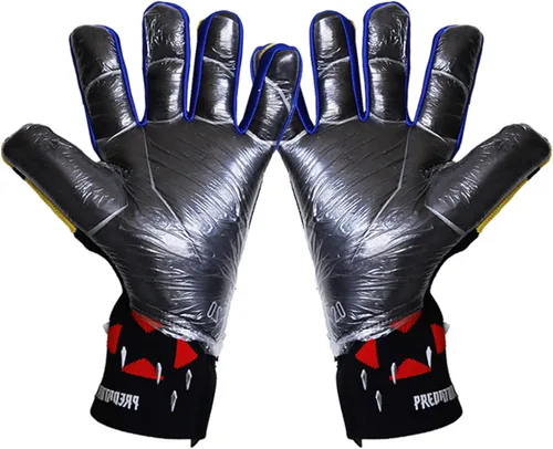 Vista 3 de Guantes de portero de portero para adultos y jóvenes, guantes de portero de fútbol con palma de látex antideslizante en relieve, sin muñeca