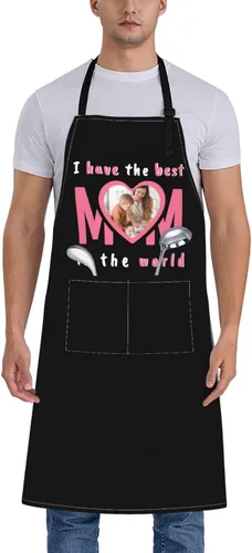 Vista 14 de Delantal unisex con babero ajustable personalizado para hombres y mujeres, delantales de cocina personalizados para fotos, 33 x 28 pulgadas