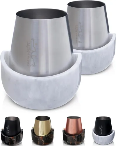 Vista 8 de Gusto Nostro Cubo enfriador de vino de mármol, enfriador de botellas de vino de 25.4 fl oz y enfriador de champán para fiesta, cocina, decoración