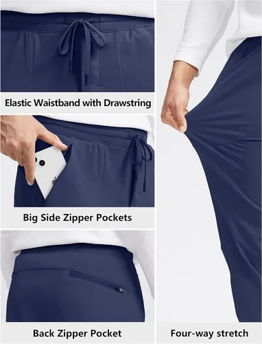 Vista 5 de Pudolla Pantalones deportivos con forro polar para hombre con 3 bolsillos con cremallera, pantalones cálidos para invierno, correr, entrenamiento