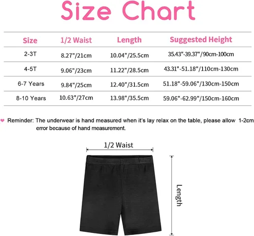 Vista 3 de BOOPH Girls Bike Shorts Kids Cartwheel Dance Shorts Under Dress for Toddler Girl 68 Pack 2-10 Years