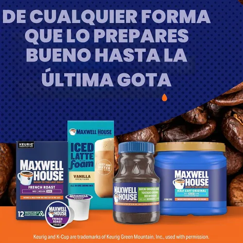 Vista 9 de Maxwell House Half Caff - Café molido de tostado medio con 1/2 de cafeína (recipiente de 25.6 onzas)