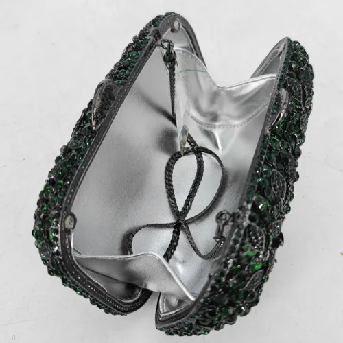 Vista 4 de Boutique De FGG Doble flores mujeres cristal embrague bolsos de noche boda fiesta rhinestone bolsos y carteras