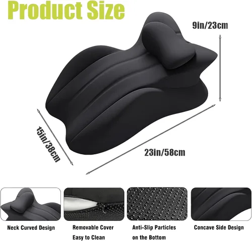 Vista 5 de Almohada negra multifuncional con espuma viscoelástica para dormir y leer, almohada de apoyo para el pecho con reposabrazos ajustables, cojín