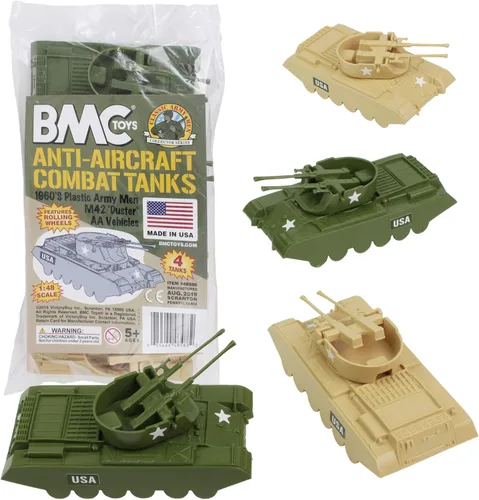 Vista 4 de BMC Classic Payton Anti-Aircraft Tanks - 4 piezas de vehículos de hombres del ejército de plástico negro