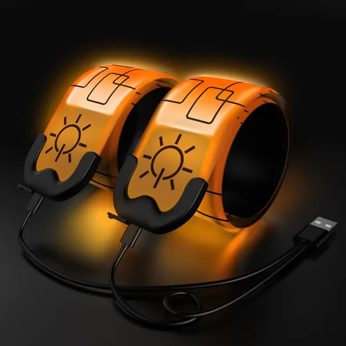 Vista 7 de Paquete de 2 brazaletes LED – Luces de correr recargables con equipo reflectante, luces LED de alta visibilidad