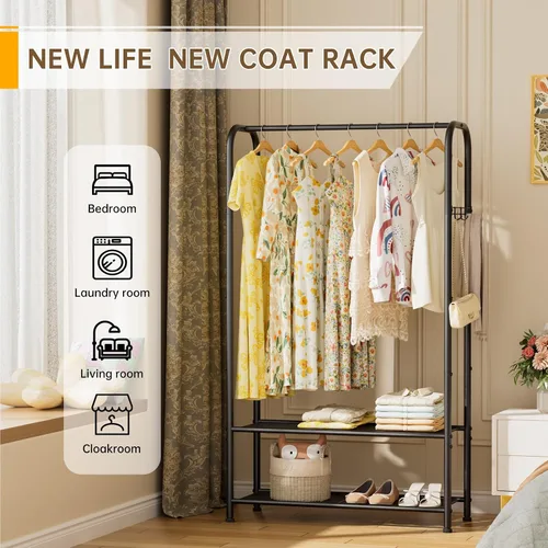 Vista 8 de Golpart Perchero de Ropa para Abrigatos Perchero de Ropa de Metal Independiente para Secar Ropa para Colgar Ropa Armario Portátil para Lavandería