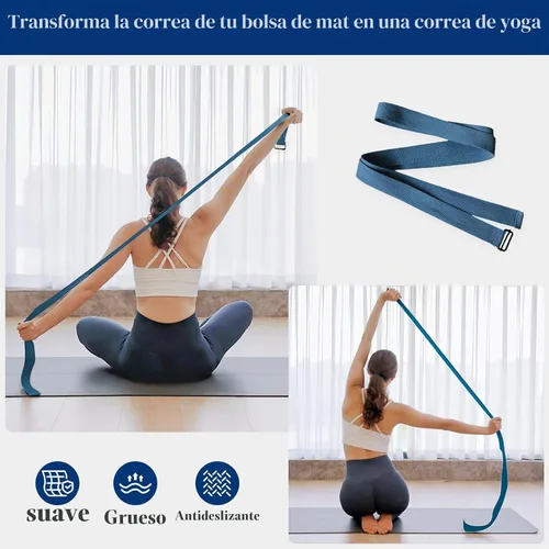 Vista 5 de Bolsa para esterilla de yoga Tumaz Correa de hombro ajustable y acolchada Se adapta a esterillas de hasta 26" Almacenamiento multibolsillo