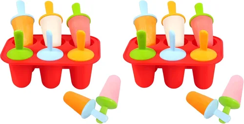Vista 8 de Miaowoof Moldes de paletas para bebés con palillos, 8 cavidades de silicona para hacer paletas de hielo para bebés leche materna para alivio
