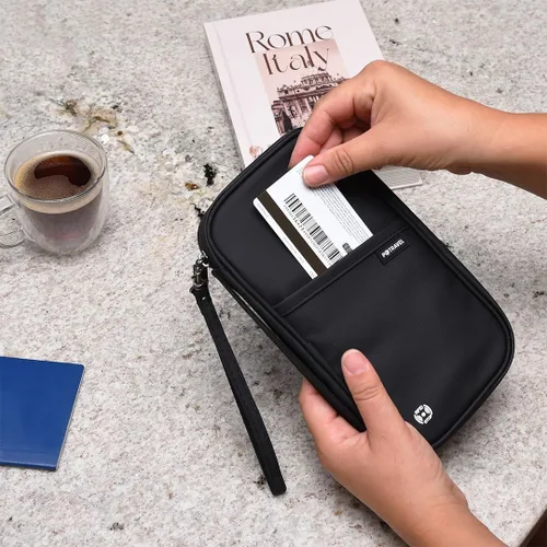 Vista 7 de ARTOS Carpeta de viaje para organizador de documentos, Negro -, Cartera Rfid