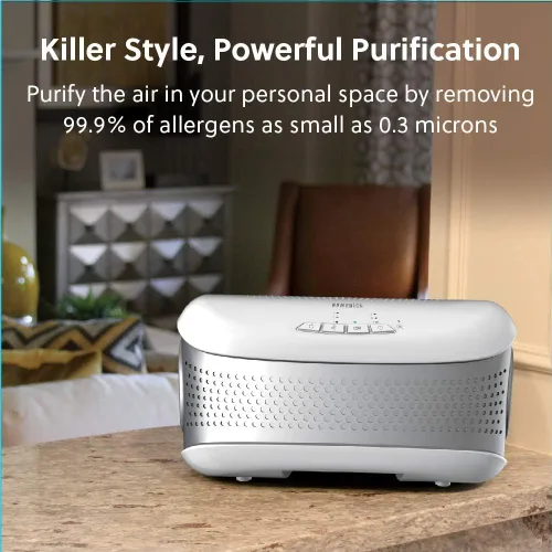 Vista 3 de Homedics TotalClean - Purificador de aire de escritorio, filtro HEPA de 360 grados para 128 pies cuadrados, purificador de aire pequeño para oficina