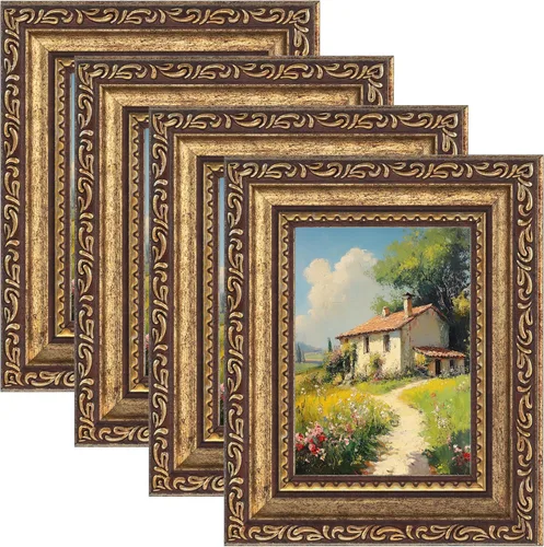 Vista 23 de eletecpro 8x10 Vintage Picture Frame, Glass Cover, Gold, 4-Pack Dorado