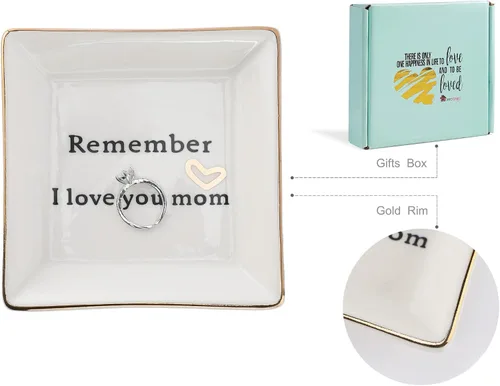 Vista 3 de HOME SMILE - Bandeja de cerámica para anillos para mamá, hermana, amigas