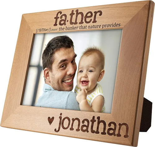 Vista 3 de Marco de fotos personalizado para regalos de papá, marco de fotos de madera de 5 x 7 pulgadas, gran regalo para el día del padre, cumpleaños