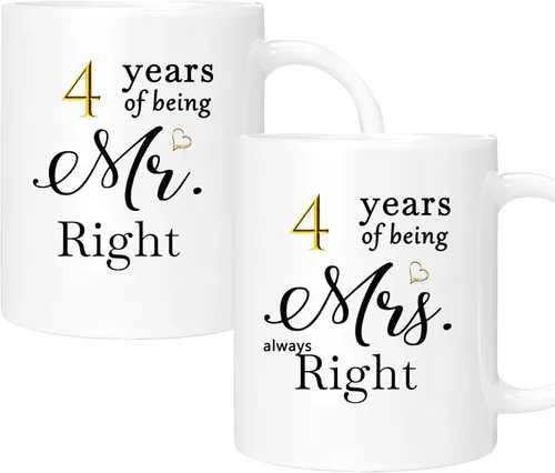 Vista 61 de Juego de 2 tazas de café para el 10º aniversario, regalos de boda para parejas, padres, hombres, mujeres, marido, esposa, él, ella, caja de regalo