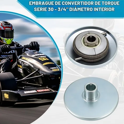 Vista 6 de Embrague convertidor de par serie 30, embrague Go Kart de 3/4 pulgadas con correa de transmisión Go Cart 203589 para compatible con Comet 219552