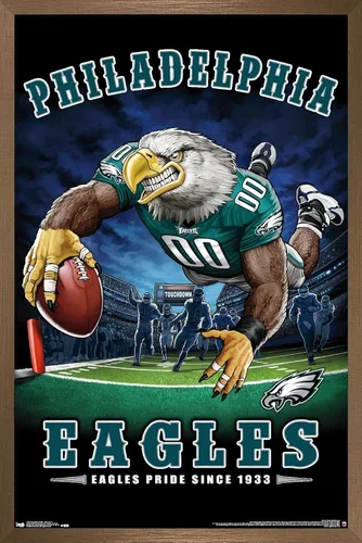 Vista 16 de Trends International NFL Philadelphia Eagles - Póster de pared de End Zone 17, 14.725 x 22.375 pulgadas, versión enmarcada de madera de granero