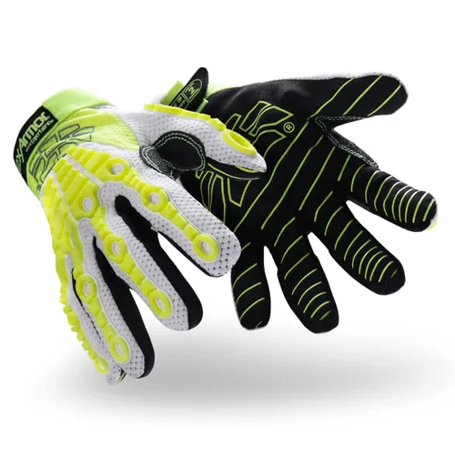 Vista 28 de HexArmor Chrome SLT® Series 4067 Leather Work Gloves, Large Resistente a los cortes, protección contra impactos 4067 Cuero Blanco y Naranja Impact