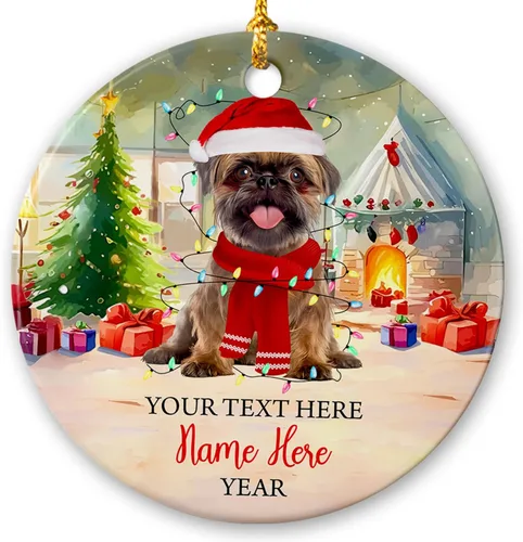 Vista 11 de Adorno de cerámica de Alaska Malamute de Feliz Navidad, decoración personalizada de Papá Noel, perro de Alaska Malamute nombre de perro, decoración
