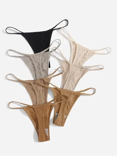 Vista 2 de SHENHE Ropa interior acanalada de 7 piezas para mujer tangas con espalda en T y talle bajo
