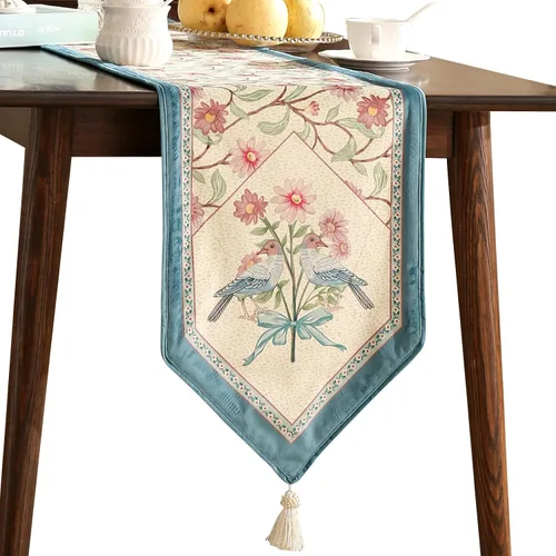 Vista 11 de patdrea Camino de mesa de terciopelo francés estilo granja para decoración del hogar, cocina, comedor, fiestas, cenas familiares, boda 12"*63