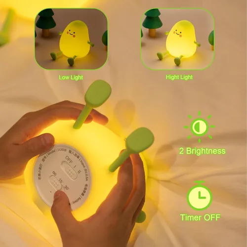 Vista 4 de Linda luz nocturna para niños, lámpara de sueño de mango, luz cálida, decoración de dormitorio, luz nocturna de silicona, luces nocturnas de bebé