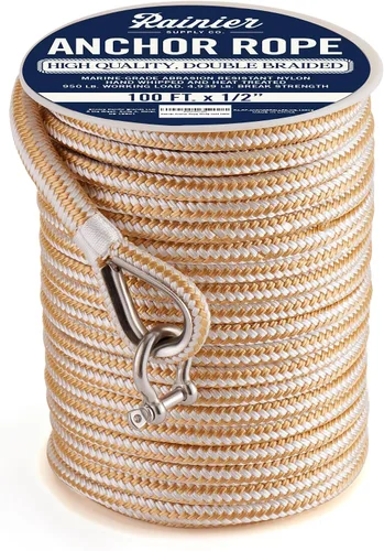 Vista 8 de RainierSupplyCo Cuerda de anclaje para barco - Línea de anclaje de cuerda marina trenzada doble - 100/150 / 200/300 pies de línea de navegación